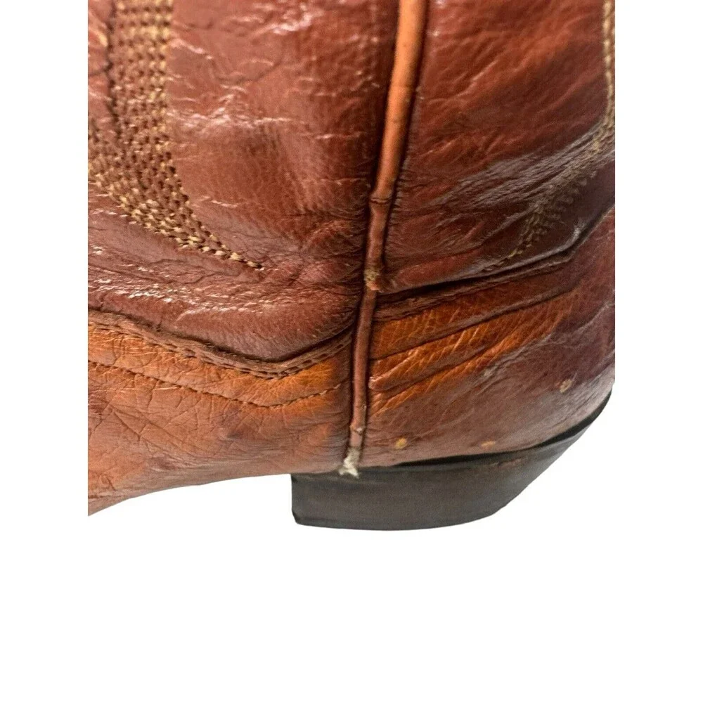 Dan Post Two Tone Brown Ostrich Leather Cowboy Boots Men 9.5 D